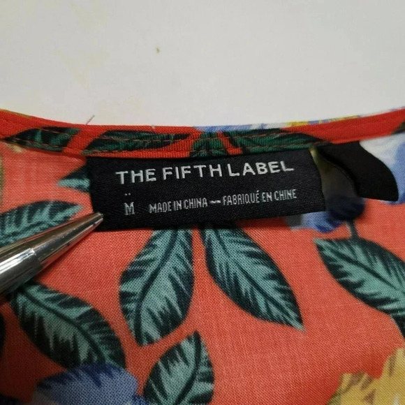 The Fifth Label orange Floral print long Wrap Dress Size M bell sleeves women's - Picture 6 of 11